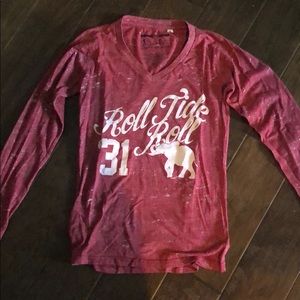 Red v-neck long sleeve